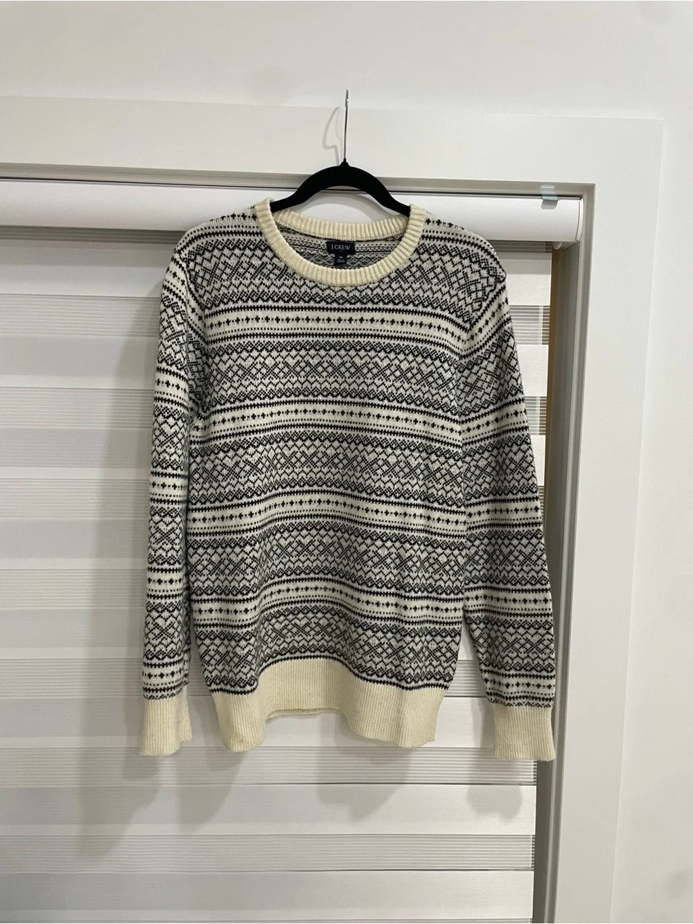 J. Crew Cream and Black Crewneck Sweater